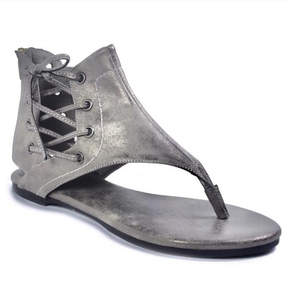 Pierre Dumas Shoes - Gladiator style sandals Pewter BRAND NEW in box